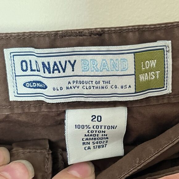 Vtg Y2k Old Navy Brown Low Rise Authentic Cargo Cropped Womens Sz 20 Drawstring - Picture 6 of 9